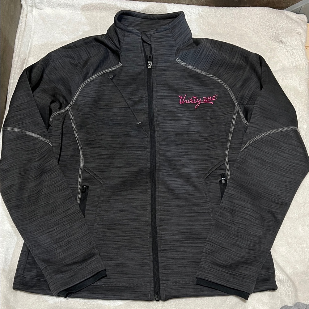 Thirty-One Women's Charcoal Gray Fleece Lined Sweater Jacket